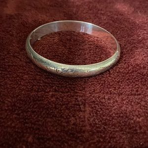 Sterling Silver Engraved Hinged Bangle Bracelet